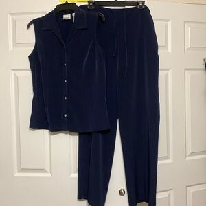 Dark blue drawstring jumpsuit by Villager, a Liz Claiborne company. Size medium.